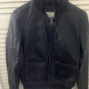 Levi's Black Bomber Jacket with Leather Finish